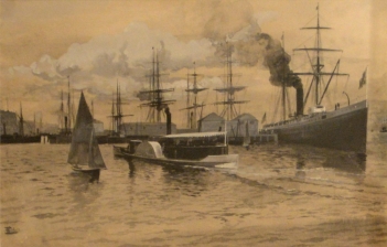 Artwork Schell F Mail Steamer Leaving Auckland